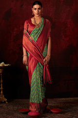 Patola-Soft-Silk-Saree-With-Printed-Blouse