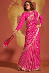 Pink Saree in Festival wear