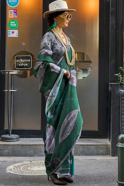 Satin silk saree with blouse