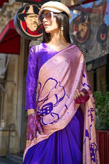 Beautiful Women Satin Silk Saree With Blouse