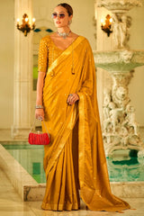 Soft Banarasi Satin Silk Saree With Blouse Piece