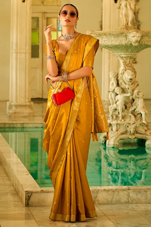 Soft Banarasi Satin Silk Saree With Blouse Piece