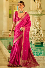Pink Banarasi Satin Silk Saree 