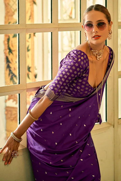 Awesome Satin Silk Saree With Blouse Piece