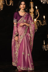 Pink Designer Saree With blouse Piece