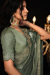 Light Colour Designer Saree With Blouse