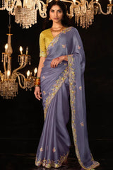 Heavy Embroidery Work Saree With Blouse