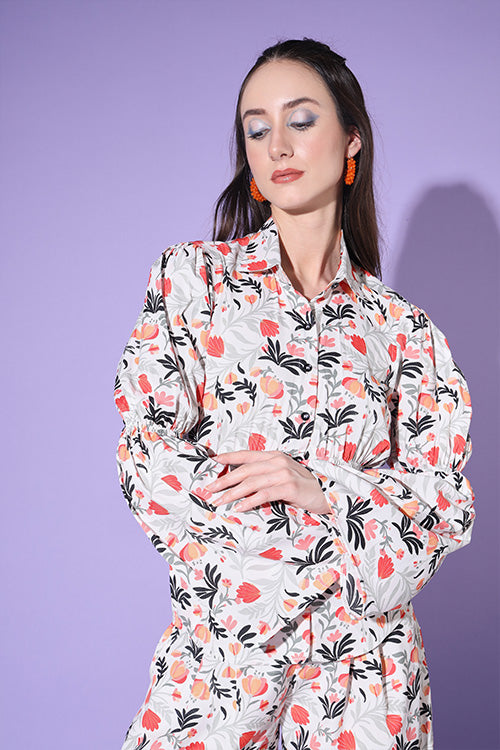 Beautiful Designer Floral Printed Shirt With Trousers