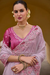 Pink Saree With Designer Blouse