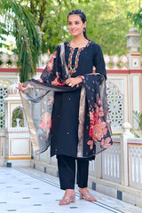 Black Chanderi Kurti Set
