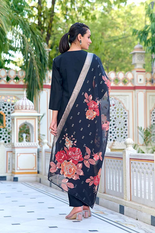 Stylish Black Dupatta Set