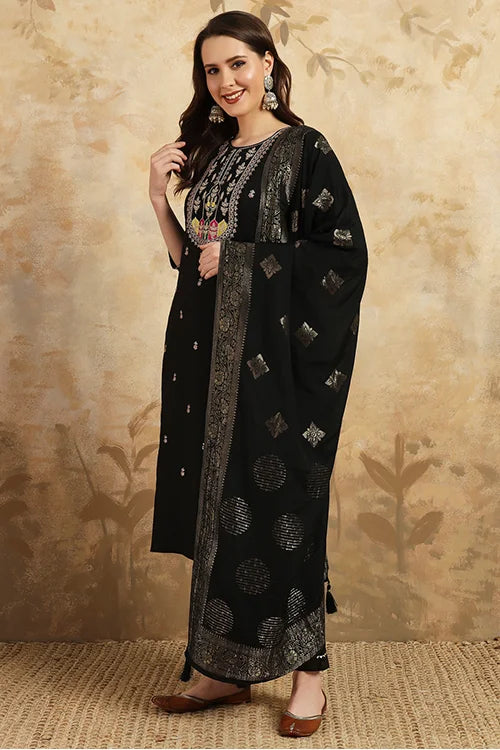 Stylish black kurta pant desig