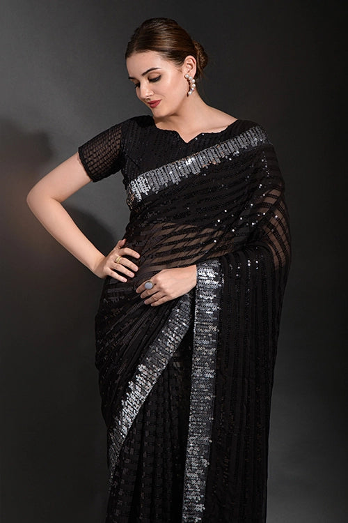 Designer georgette sarees with sequins
