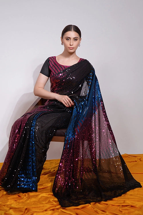 Multicolor embroidery saree
