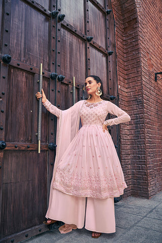 Baby Pink Exclusive Embroidered Stitched Kurta with Palazzo Set Collection 4924