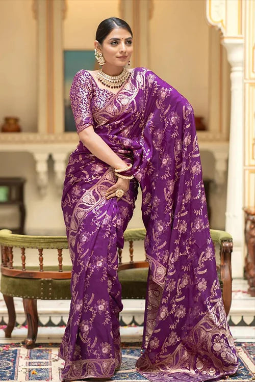 purple saree for festival