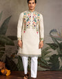 Beige Color Special Embroidered Kurta for Mens Wear