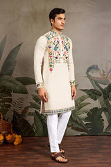 Beige Color Special Embroidered Kurta