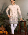 Beige Embroidered Work Beautiful Kurta for Men