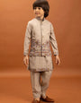 Designer Beige Koti Kurta Set for Kids 6-12 Year