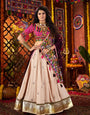 Navratri Special Beige Mirror Work Chaniya Choli