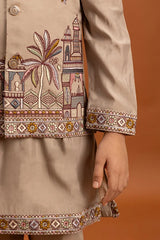 Beige Koti Kurta for Boys