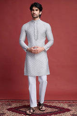 Beige Rayon Men's Kurta