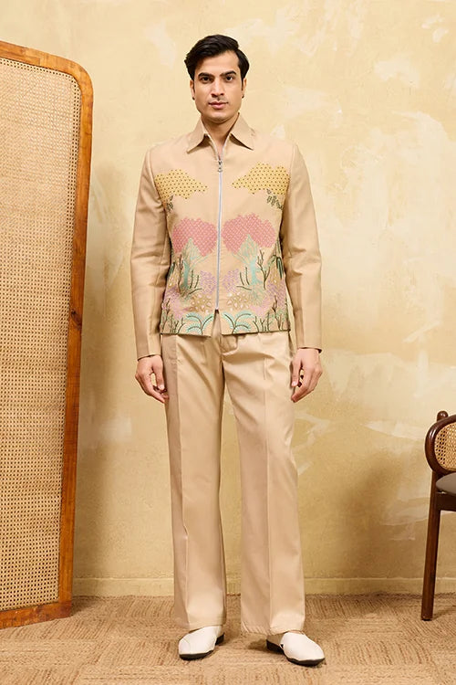 Designer beige bomber set