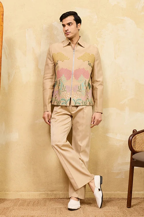 Velvet jacket with bottom set