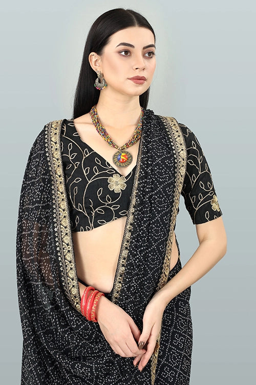 Traditional Black Bandhani Saree