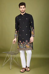 Black Cotton Kurta for Men