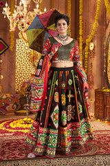 Black Cotton Ghagra Choli for Girls