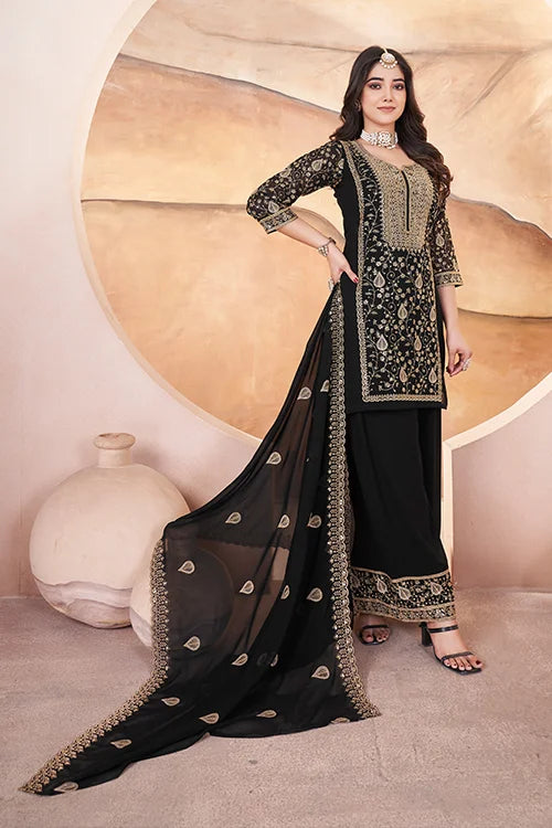 Black Three Piece Pakistani Suit