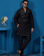 Classy Black Mirror Kurta Pant Wedding Outfit for Mens