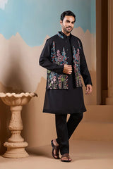 Black Embroidered Kurta Set
