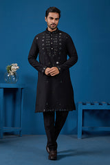 Black Wedding Kurta Set