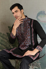 Black Silk Kurta for Men