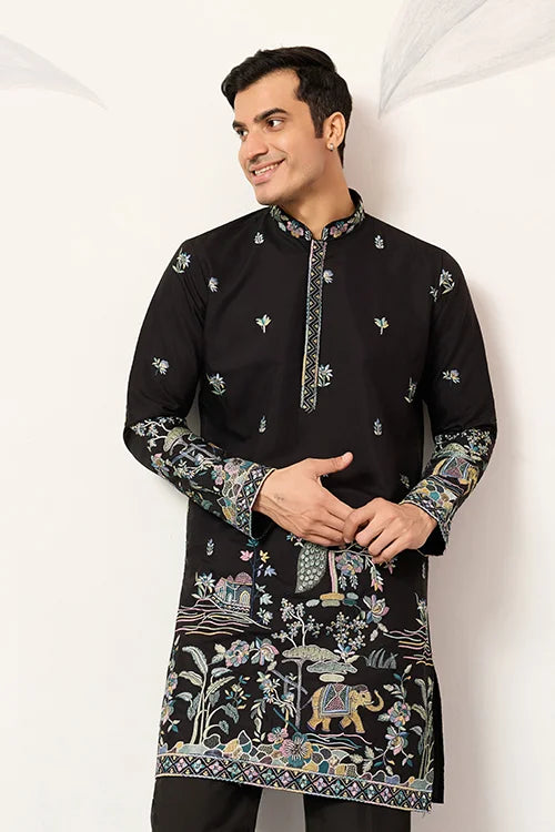 Black ethnic kurta for men