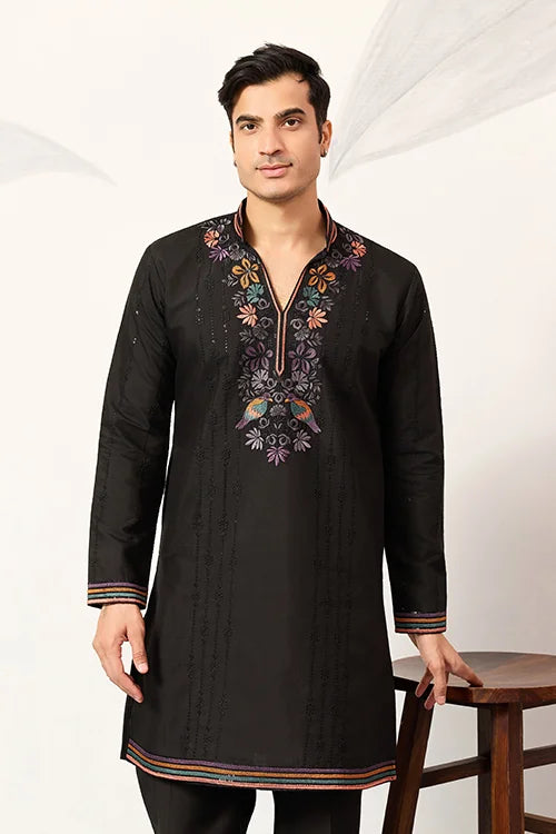 Black Kurta Pant Set for Men