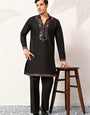 Party Wear Black V Neck Style Kurta Pant for Mens Wear