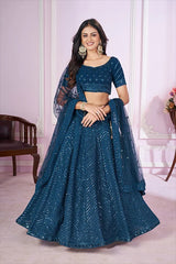 Blue Georgette Lehenga Choli