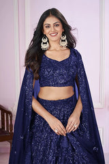 Stylish Blue Georgette Lehenga choli