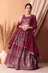 Dark Pink Georgette Lehenga Choli