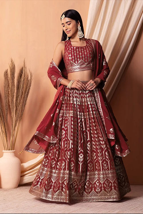 Maroon Georgette Lehenga Choli