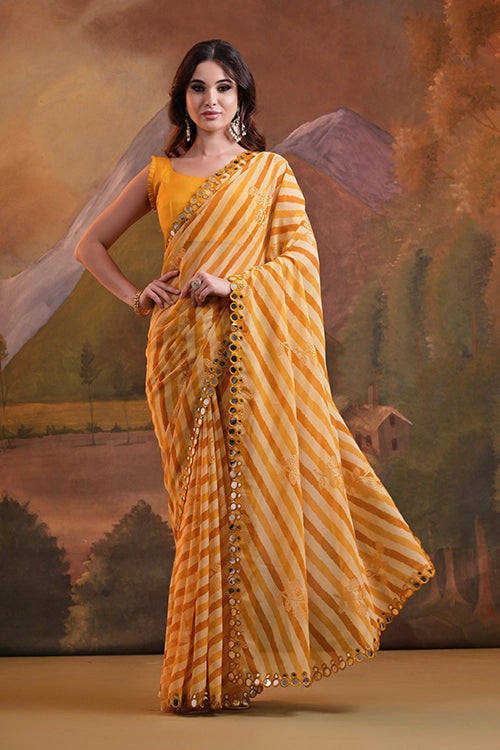 Yellow Heavy Georgette Saree