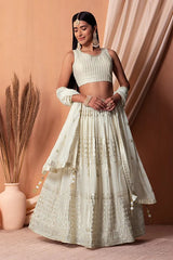 White Georgette Sequin Lehenga Choli