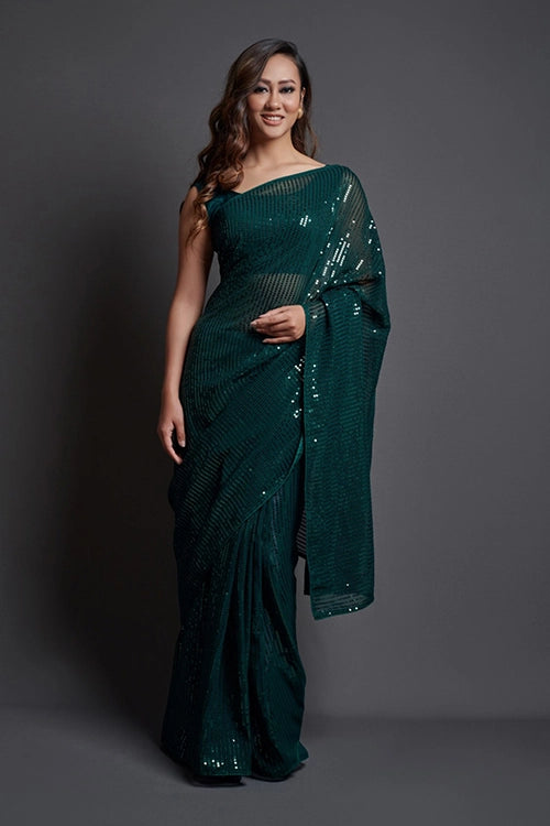 Green Bollywood Designer Saree