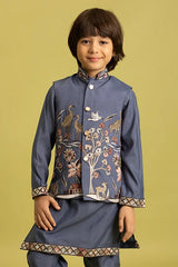 Kids Blue Grey Koti Kurta