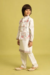White Koti Kurta Pajama for Boys