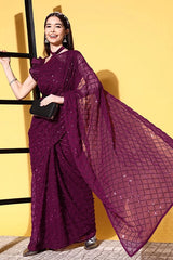 Designer Wine Saree for Weddings